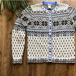 LL BEAN NORDIC SKI SWEATER BUTTON UP CARDIGAN